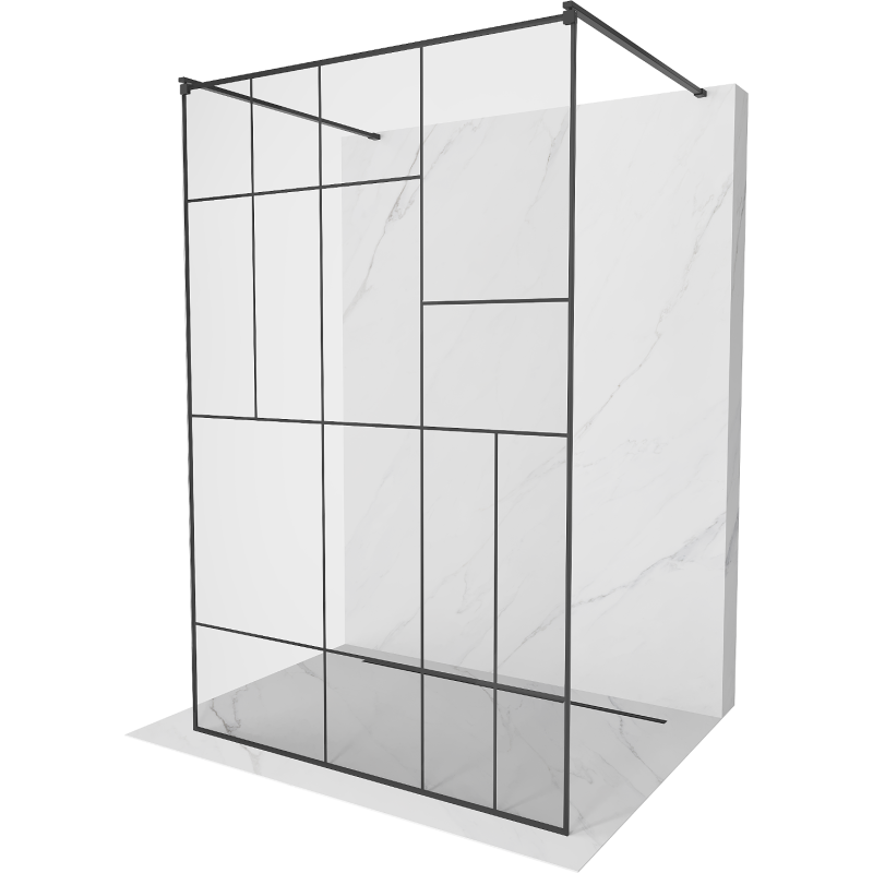 Mexen Kioto szabadon álló zuhanyfal 130 x 200 cm, fekete mintás 8 mm, fekete - 800-130-002-70-78