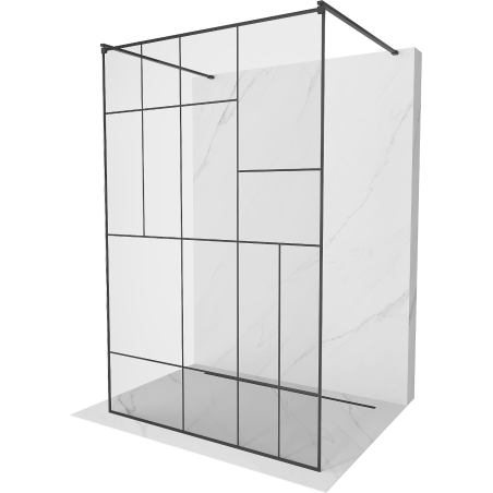 Mexen Kioto szabadon álló zuhanyfal 130 x 200 cm, fekete mintás 8 mm, fekete - 800-130-002-70-78