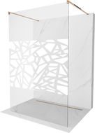 Mexen Kioto perete de duș de sine stătător 100 x 200 cm, transparent/Model alb 8 mm, Roz-auriu - 800-100-002-60-85