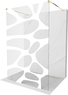 Mexen Kioto Perete de duș independent 140 x 200 cm, val alb 8 mm, auriu - 800-140-002-50-97