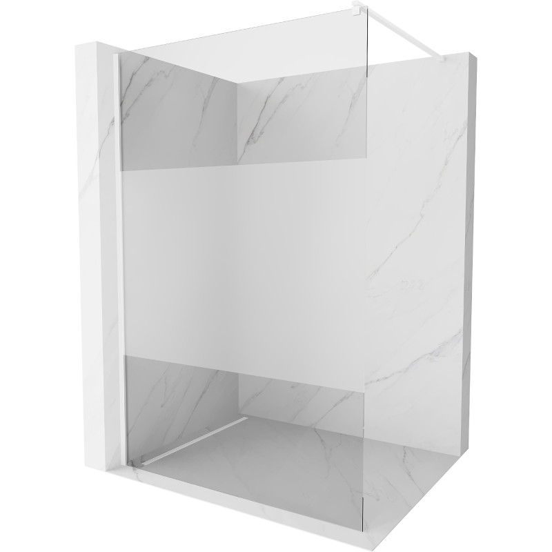 Mexen Kioto Walk-in zuhanyfal 100 x 200 cm, átlátszó/fátyolos 8 mm, fehér - 800-100-101-20-35