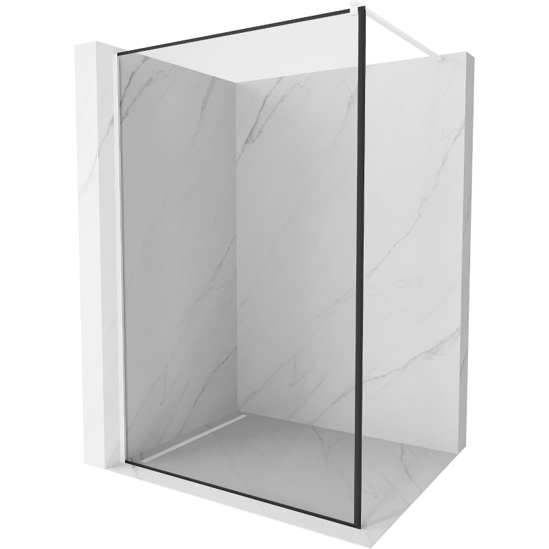 Mexen Kioto Walk-in zuhanyfal 120 x 200 cm, fekete keret 8 mm, fehér - 800-120-101-20-70