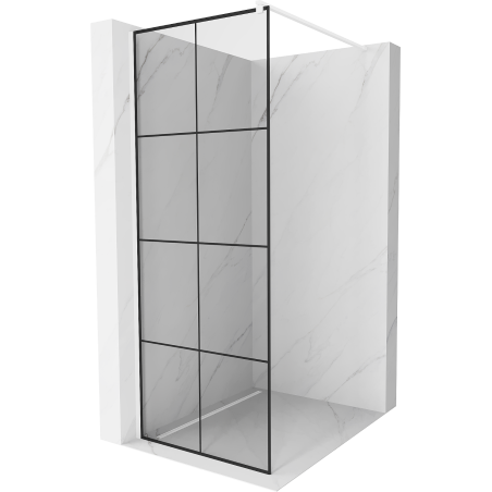 Mexen Kioto zuhanyfal 80 x 200 cm, Átlátszó/Fekete minta 8 mm, Fehér - 800-080-101-20-77
