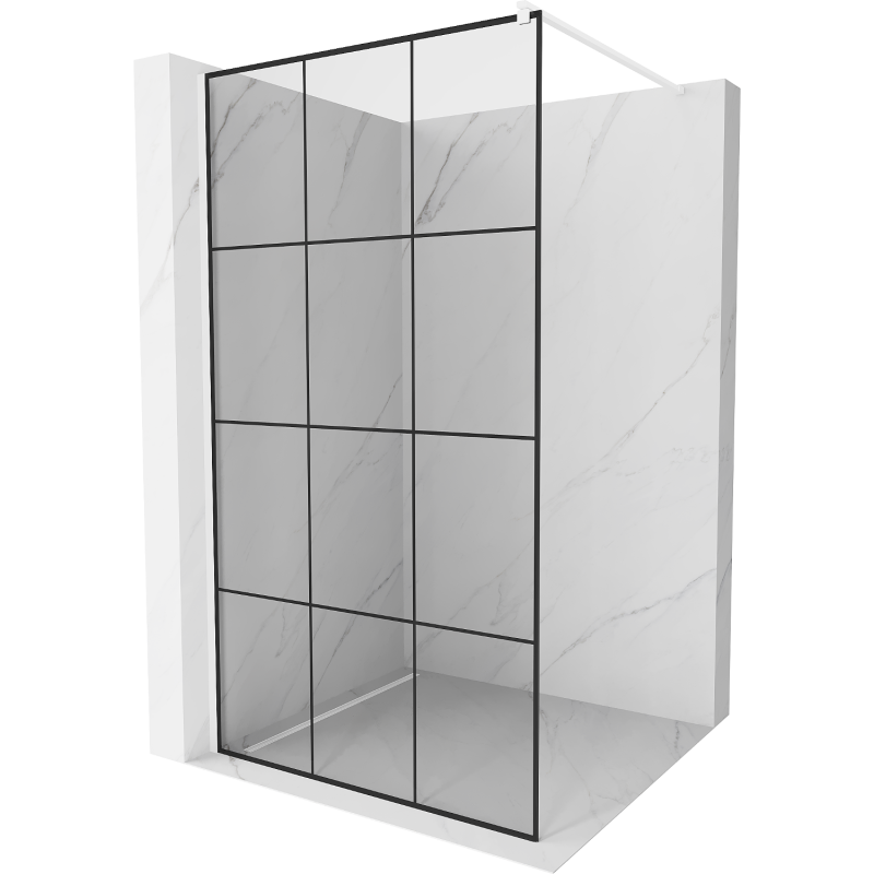 Mexen Kioto perete de duș Walk-in 100 x 200 cm, grilaj negru 8 mm, alb - 800-100-101-20-77
