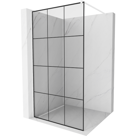 Mexen Kioto perete de duș Walk-in 110 x 200 cm, grilaj negru 8 mm, alb - 800-110-101-20-77