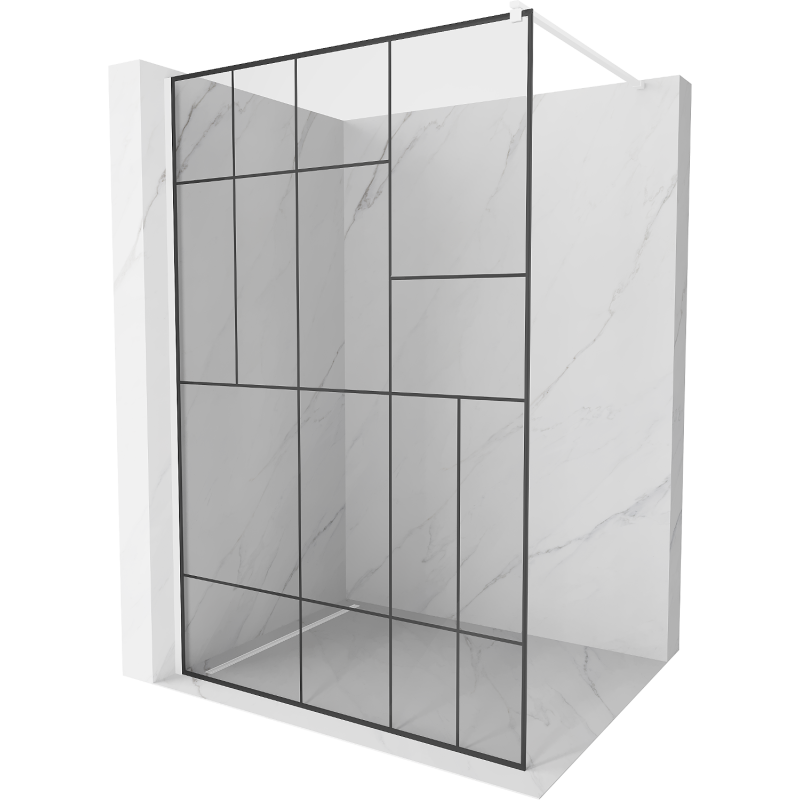 Kioto perete de duș Walk-in 110 x 200 cm, model negru 8 mm, alb - 800-110-101-20-78