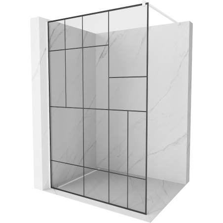 Kioto perete de duș Walk-in 110 x 200 cm, model negru 8 mm, alb - 800-110-101-20-78