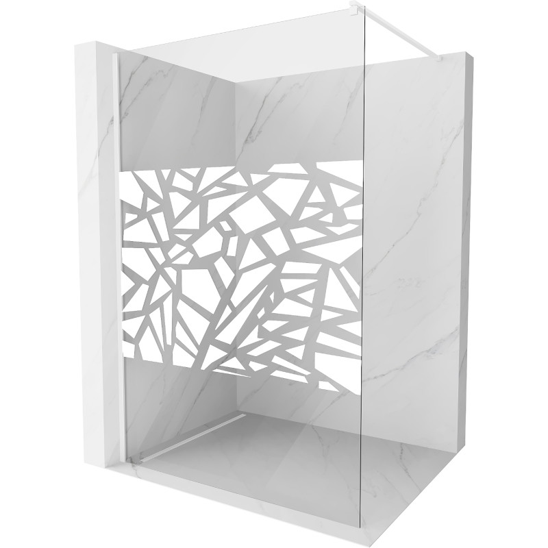 Mexen Kioto Walk-in zuhanyfal 100 x 200 cm, fehér minta 8 mm, fehér - 800-100-101-20-85
