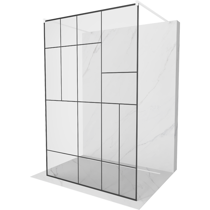 Paravan de duș independent Mexen Kioto 100 x 200 cm, model negru 8 mm, alb - 800-100-002-20-78