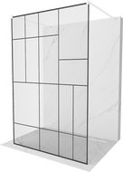 Mexen Kioto szabadonálló zuhanyfal 100 x 200 cm, Átlátszó/Fekete minta 8 mm, Fehér - 800-100-002-20-78