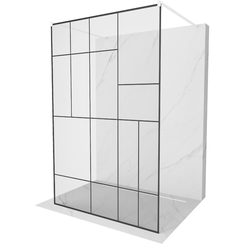 Mexen Kioto panou de duș independent 120 x 200 cm, model negru 8 mm, alb - 800-120-002-20-78