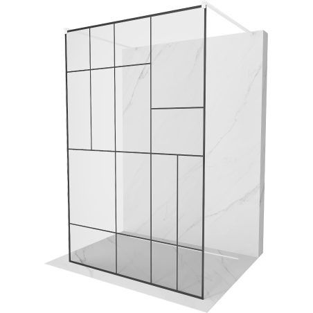 Mexen Kioto perete de duș de sine stătător 130 x 200 cm, transparent/Model negru 8 mm, Albă - 800-130-002-20-78