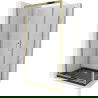 Mexen Apia cabină de duș extensibilă 140 x 100 cm, transparent, Aurie + cadă de duș Flat, Neagră - 840-140-100-50-00-4070G