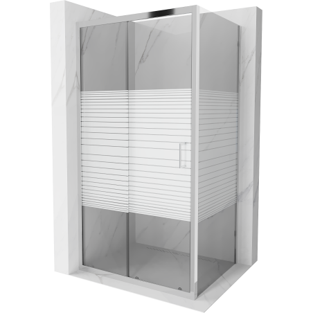 Mexen Apia cabină de duș extensibilă 120 x 70 cm, Dungi, Crom - 840-120-070-01-20