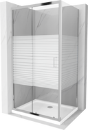 Mexen Apia cabină de duș extensibilă 100 x 70 cm, Dungi, Crom + cadă de duș Flat - 840-100-070-01-20-4010