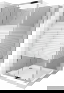 Mexen Apia tolóajtós zuhanykabin 100 x 100 cm, fehér csíkok, króm + Flat zuhanytálca - 840-100-100-01-20-4010