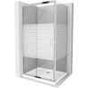 Mexen Apia cabină de duș extensibilă 120 x 80 cm, Dungi, Crom + cadă de duș Flat - 840-120-080-01-20-4010