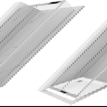 Mexen Apia cabina de duș culisantă 100 x 100 cm, transparentă, crom + receptor Flat - 840-100-100-01-00-4010