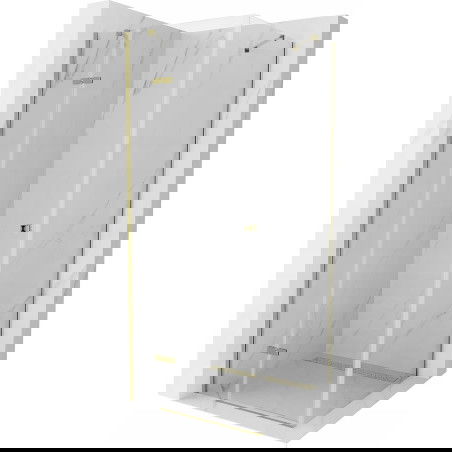 Mexen Roma cabină de duș cu ușă batantă 80 x 80 cm, transparentă, aurie - 854-080-080-50-00