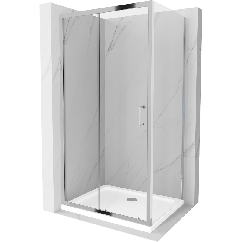 Mexen Apia cabină de duș extensibilă 120 x 70 cm, transparent, Crom + cadă de duș Flat - 840-120-070-01-00-4010