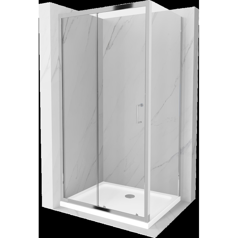 Mexen Apia cabină de duș extensibilă 130 x 90 cm, transparent, Crom + cadă de duș Flat - 840-130-090-01-00-4010