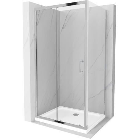 Mexen Apia 130 x 90 cm-es tolóajtós zuhanykabin, átlátszó, króm + Flat zuhanytálca - 840-130-090-01-00-4010