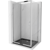 Mexen Apia 90 x 70 cm tolóajtós zuhanykabin, átlátszó, króm + Flat zuhanytálca, fekete - 840-090-070-01-00-4070