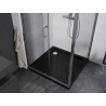 Mexen Apia 90 x 90 cm-es tolóajtós zuhanykabin, átlátszó, króm + Flat zuhanytálca, fekete - 840-090-090-01-00-4070