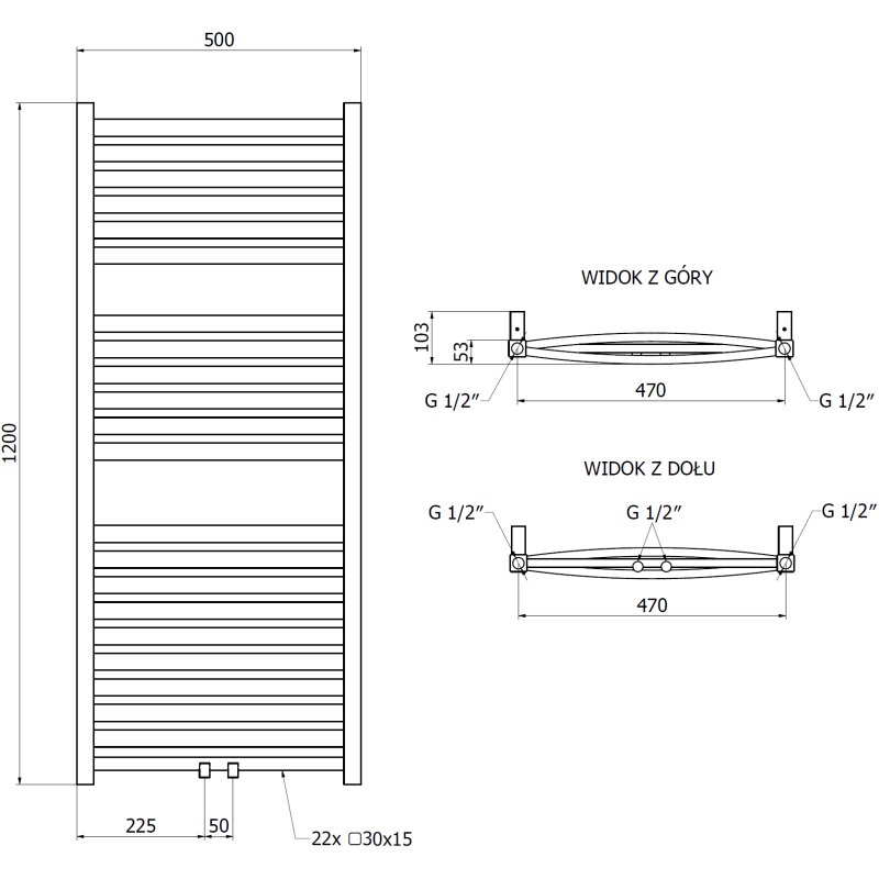 Mexen Zing radiator baie 1200 x 500 mm, 513 W, antracit - W128-1200-500-00-66