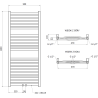 Mexen Zing fürdőszobai radiátor 1200 x 500 mm, 513 W, fekete - W128-1200-500-00-70