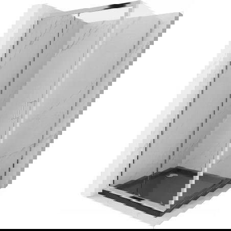 Mexen Apia cabină de duș extensibilă 100 x 100 cm, transparent, Crom + cadă de duș Flat, Neagră - 840-100-100-01-00-4070
