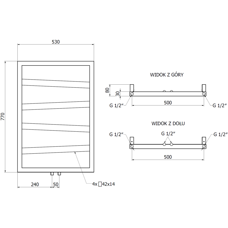 Mexen Zoom radiator decorativ pentru baie 770 x 530 mm, 275 W, antracit - W130-0770-530-00-66