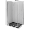 Mexen Apia cabină de duș extensibilă 110 x 90 cm, transparent, Crom + cadă de duș Flat, Neagră - 840-110-090-01-00-4070
