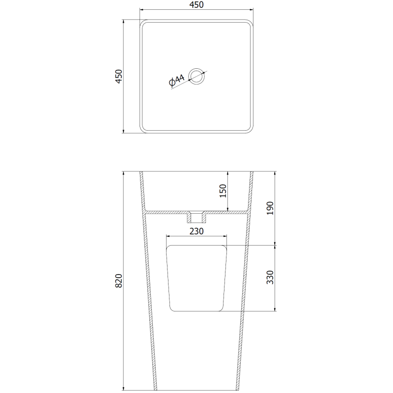 Mexen Adora lavoar freestanding din conglomerat 45 x 45 cm, alb mat - 26564500