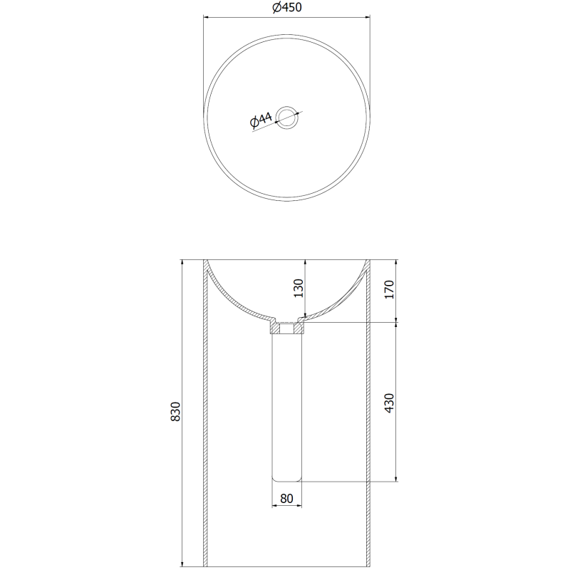 Mexen Ajax-01 lavoar de sine stătător din conglomerat 45 x 45 cm, alb mat - 26504500