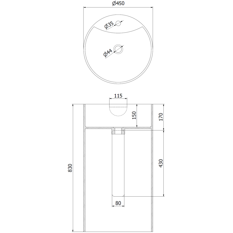 Mexen Ajax-02 lavoar independent din conglomerat 45 x 45 cm, alb mat - 26514500