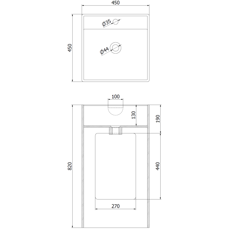 Mexen Belen lavoar independent din conglomerat 45 x 45 cm, alb mat - 26604500