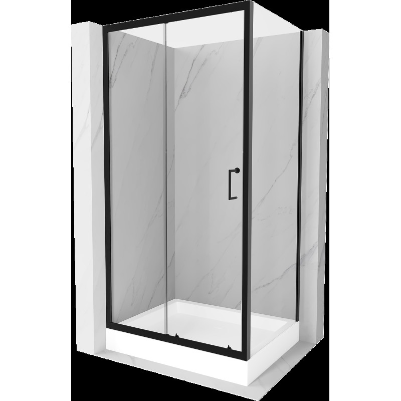 Mexen Apia cabină de duș extensibilă 100 x 80 cm, transparent, Neagră + cadă de duș Rio - 840-100-080-70-00-4510