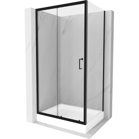 Mexen Apia cabină de duș extensibilă 100 x 80 cm, transparent, Neagră + cadă de duș Rio - 840-100-080-70-00-4510