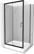 Mexen Apia cabină de duș extensibilă 100 x 80 cm, transparent, Neagră + cadă de duș Rio - 840-100-080-70-00-4510