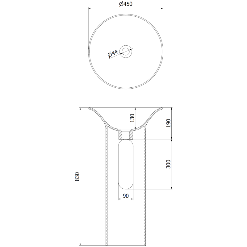 Mexen Leta lavoar de sine stătător din conglomerat 45 x 45 cm, alb mat - 26574500