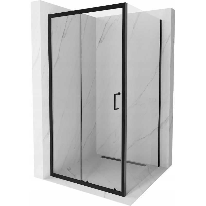 Mexen Apia 90 x 90 cm-es színtelen, fekete tolóajtós zuhanykabin - 840-090-090-70-00