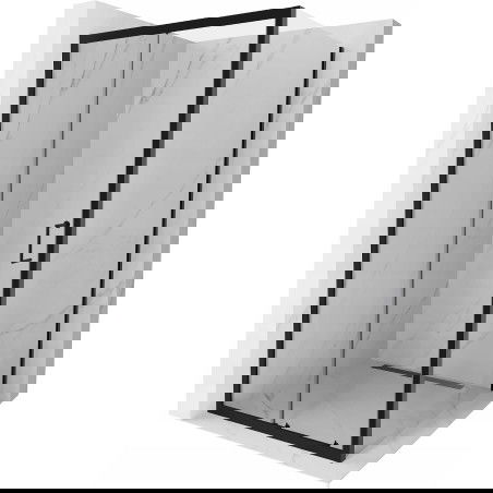 Mexen Apia 100 x 100 cm-es tolóajtós zuhanykabin, átlátszó, fekete - 840-100-100-70-00