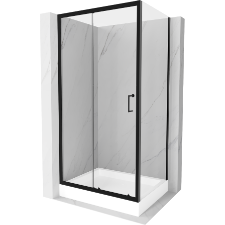 Mexen Apia cabină de duș extensibilă 120 x 80 cm, transparent, Neagră + cadă de duș Rio - 840-120-080-70-00-4510