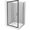 Mexen Apia cabina de duș glisantă 100 x 100 cm, transparentă, neagră + cadă de duș Flat, albă - 840-100-100-70-00-4010B