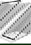 Mexen Apia cabină de duș extensibilă 100 x 100 cm, transparent, Neagră + cadă de duș Flat, Albă- 840-100-100-70-00-4010B
