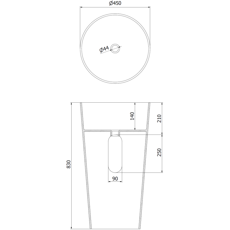 Mexen Onyx-01 szabadon álló mosdókagyló konglomerátumból 45 x 45 cm, fehér matt - 26524500