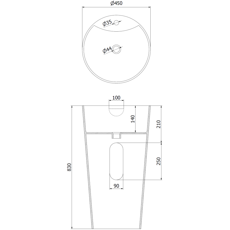 Mexen Onyx-02 lavoar de sine stătător din conglomerat 45 x 45 cm, alb mat - 26544500