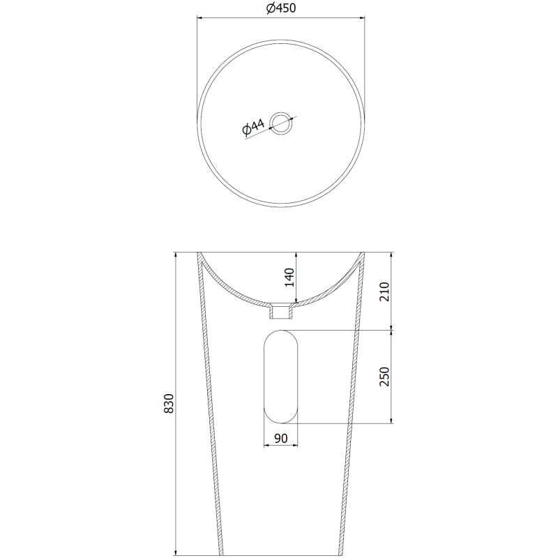 Mexen Onyx-03 chiuvetă independentă din conglomerat 45 x 45 cm, alb mat - 26534500