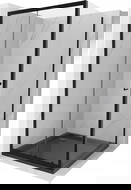 Mexen Apia cabină de duș culisantă 90 x 90 cm, transparentă, neagră + cadă de duș Flat, neagră - 840-090-090-70-00-4070B